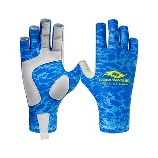 Ocean Angler UV Sun Fishing Gloves - Blue