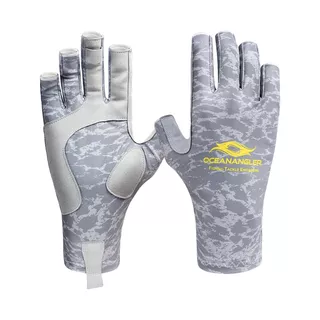 Ocean Angler UV Sun Fishing Gloves - Silver